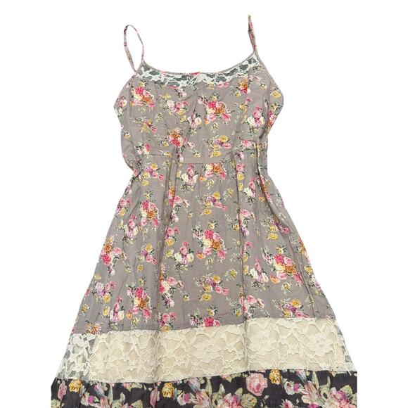 American Rag Floral Lace High Low Dress Cottagecore Boho Cotton Fit flare sz S - Picture 3 of 12